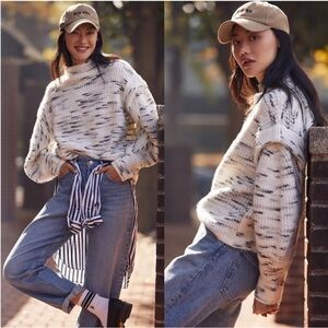 Varley Belgrave Mock Neck Chunky Dalmatian Knit Sweater Size Medium